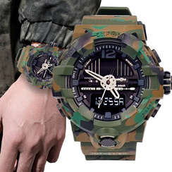 Sportowy militarny zegarek wodoodporny budzik data  stoper